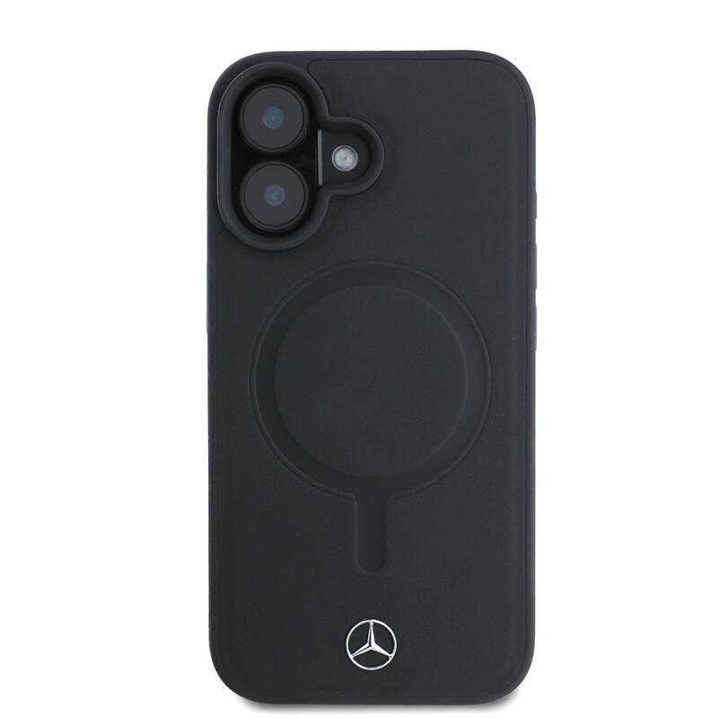 Apple iPhone 16 Kılıf Mercedes Benz Orjinal Lisanslı M-safe Şarj Özellikli Metal Yıldız Logolu Sade Pürüzsüz Deri Kapak - 3