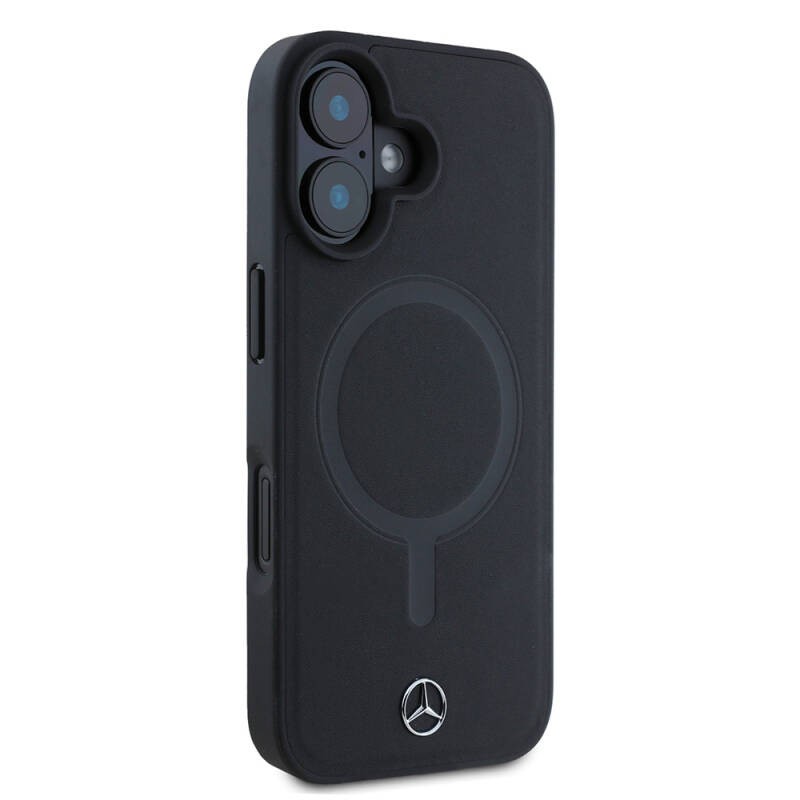 Apple iPhone 16 Kılıf Mercedes Benz Orjinal Lisanslı M-safe Şarj Özellikli Metal Yıldız Logolu Sade Pürüzsüz Deri Kapak - 4