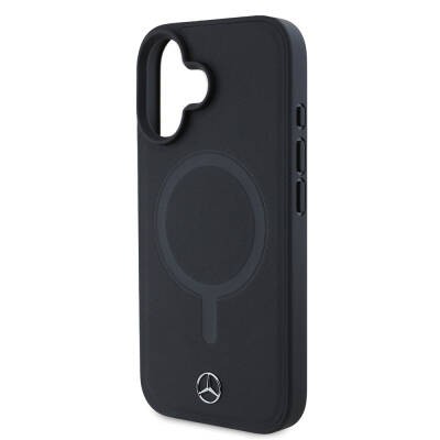 Apple iPhone 16 Kılıf Mercedes Benz Orjinal Lisanslı M-safe Şarj Özellikli Metal Yıldız Logolu Sade Pürüzsüz Deri Kapak - 6