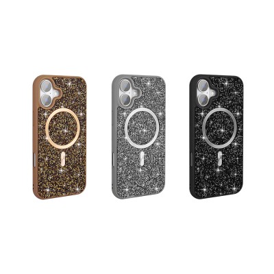 Apple iPhone 16 Kılıf Pırlanta Tasarımlı M-safe Şarj Özellikli Zore Mozaik Silikon Kapak - 11