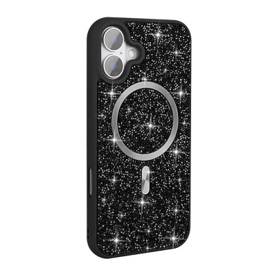 Apple iPhone 16 Kılıf Pırlanta Tasarımlı M-safe Şarj Özellikli Zore Mozaik Silikon Kapak - 4