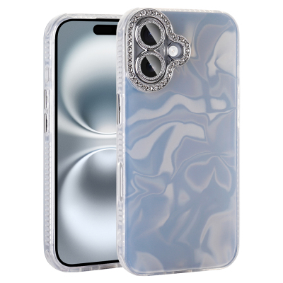 Apple iPhone 16 Plus Airbag Case with Shiny Stone Detail Design Zore Esila Cover - Zore