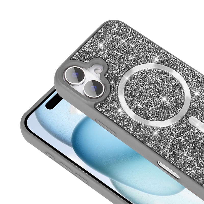 Apple iPhone 16 Plus Case Diamond Design Magsafe Charging Feature Zore Mosaic Silicone Cover - 10