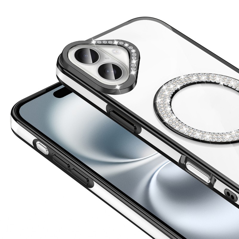 Apple iPhone 16 Plus Case Diamond Stone Design Magsafe Charging Zore Karetta Silicone Cover - 9