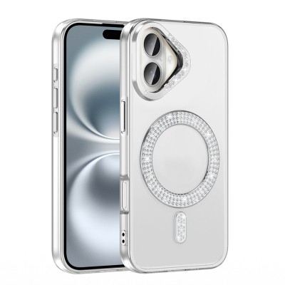 Apple iPhone 16 Plus Case Diamond Stone Design Magsafe Charging Zore Karetta Silicone Cover - 10