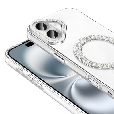 Apple iPhone 16 Plus Case Diamond Stone Design Magsafe Charging Zore Karetta Silicone Cover - 11