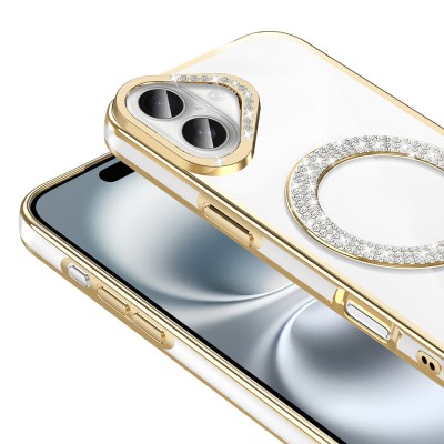 Apple iPhone 16 Plus Case Diamond Stone Design Magsafe Charging Zore Karetta Silicone Cover - 13
