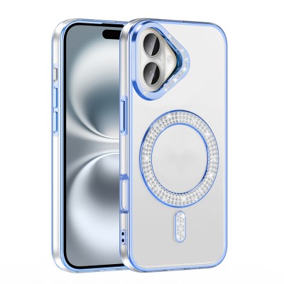 Apple iPhone 16 Plus Case Diamond Stone Design Magsafe Charging Zore Karetta Silicone Cover - 18
