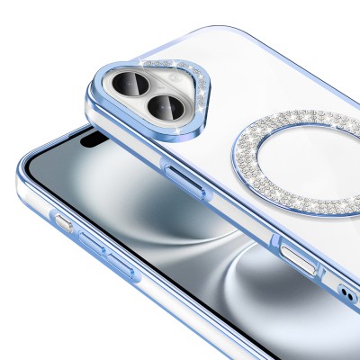 Apple iPhone 16 Plus Case Diamond Stone Design Magsafe Charging Zore Karetta Silicone Cover - 19