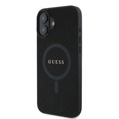 Apple iPhone 16 Plus Case Guess Original Licensed Magsafe Charging Featured Text Logo Saffiano Classic Cover  - 3
