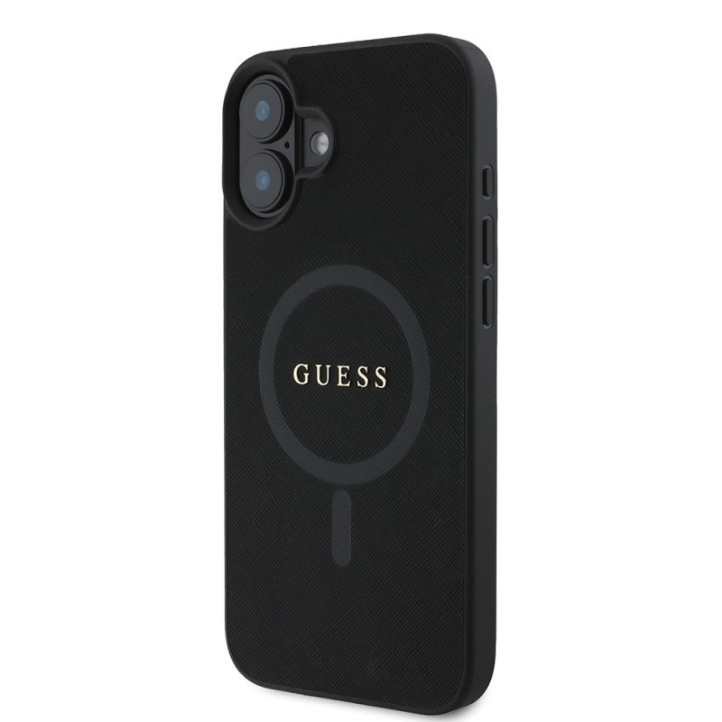 Apple iPhone 16 Plus Case Guess Original Licensed Magsafe Charging Featured Text Logo Saffiano Classic Cover  - 3