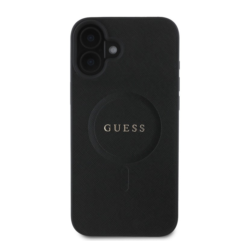 Apple iPhone 16 Plus Case Guess Original Licensed Magsafe Charging Featured Text Logo Saffiano Classic Cover  - 4