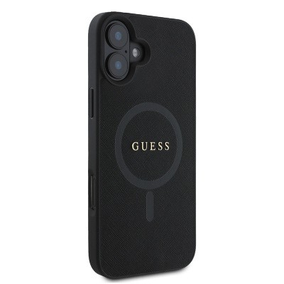 Apple iPhone 16 Plus Case Guess Original Licensed Magsafe Charging Featured Text Logo Saffiano Classic Cover  - 5