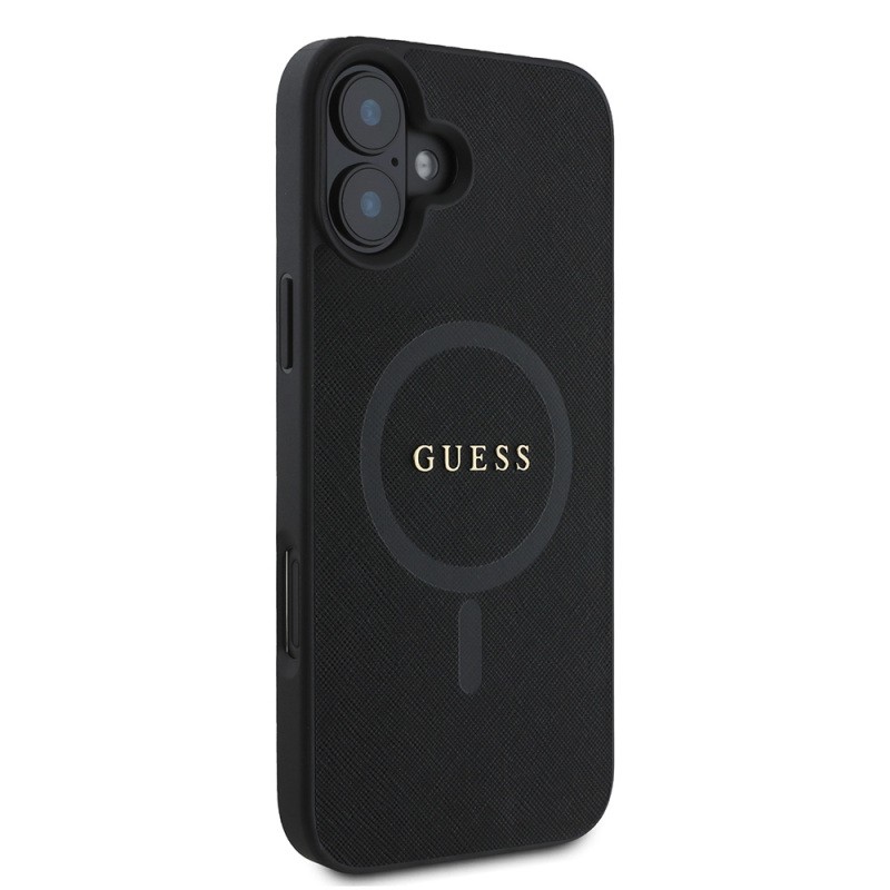 Apple iPhone 16 Plus Case Guess Original Licensed Magsafe Charging Featured Text Logo Saffiano Classic Cover  - 5