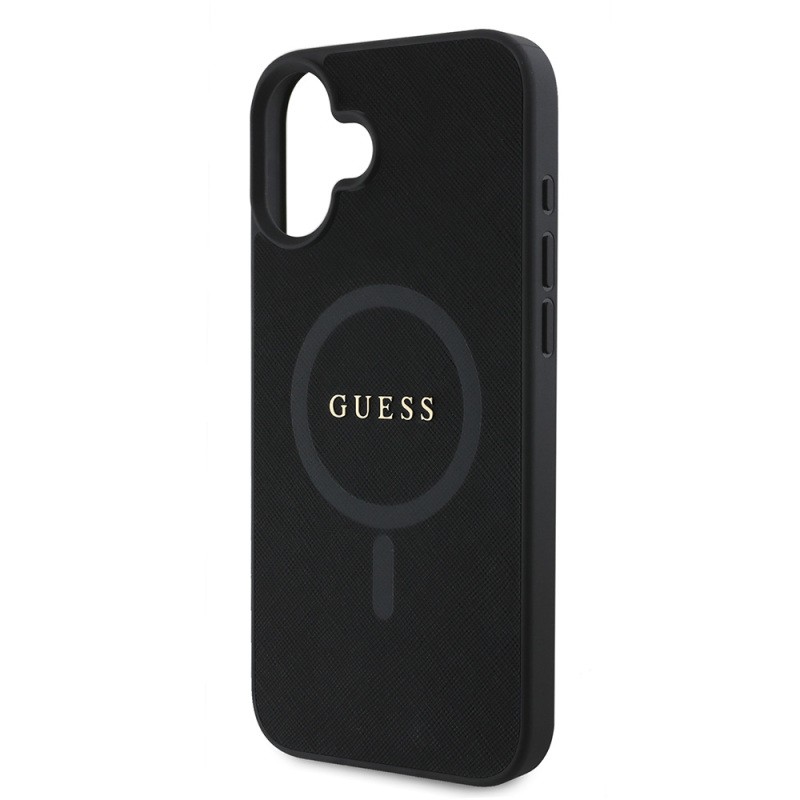 Apple iPhone 16 Plus Case Guess Original Licensed Magsafe Charging Featured Text Logo Saffiano Classic Cover  - 7
