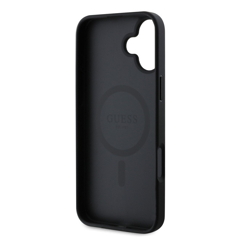Apple iPhone 16 Plus Case Guess Original Licensed Magsafe Charging Featured Text Logo Saffiano Classic Cover  - 8