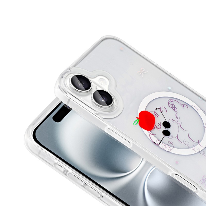 Apple iPhone 16 Plus Case M-Safe Charging Transparent Zore Folk Hard Cover - 10
