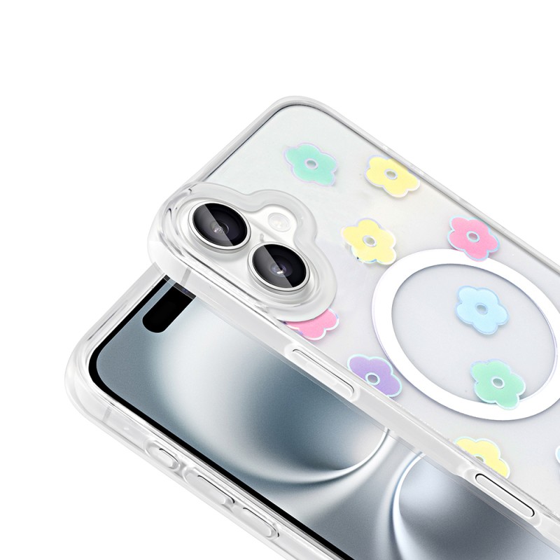 Apple iPhone 16 Plus Case M-Safe Charging Transparent Zore Folk Hard Cover - 12