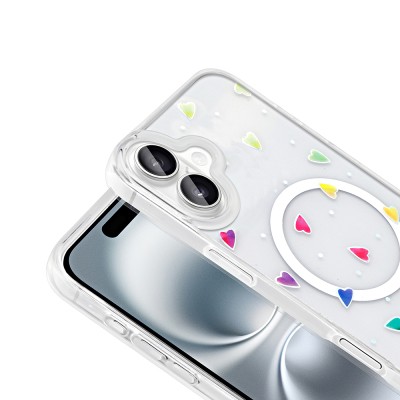 Apple iPhone 16 Plus Case M-Safe Charging Transparent Zore Folk Hard Cover - 16