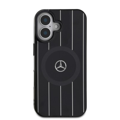 Apple iPhone 16 Plus Case Mercedes Benz Original Licensed Magsafe Charging Feature Double Layer Parallel Line Patterned Cover  - 4