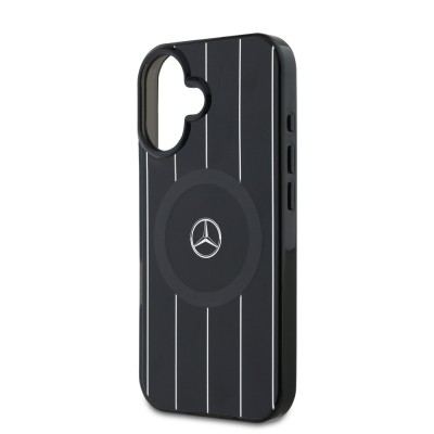 Apple iPhone 16 Plus Case Mercedes Benz Original Licensed Magsafe Charging Feature Double Layer Parallel Line Patterned Cover  - 7