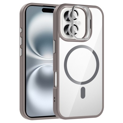 Apple iPhone 16 Plus Case Stand and Camera Lens Gift M-Safe Charging Feature Zore Etro Cover - 1
