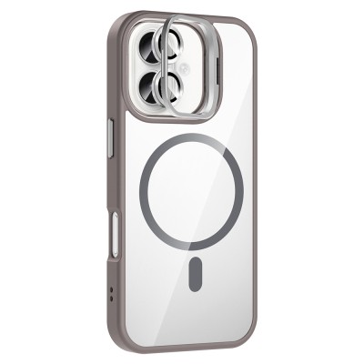 Apple iPhone 16 Plus Case Stand and Camera Lens Gift M-Safe Charging Feature Zore Etro Cover - 16
