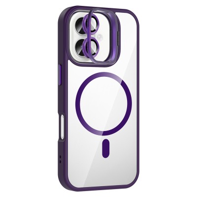 Apple iPhone 16 Plus Case Stand and Camera Lens Gift M-Safe Charging Feature Zore Etro Cover - 10