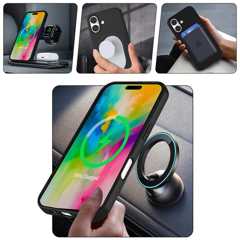 Apple iPhone 16 Plus Case Zore Samara Cover M-safe Charging Stand - 10