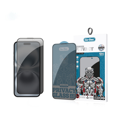 Apple iPhone 16 Plus Go Des 9D Full Cover Privacy Temperli Cam Ekran Koruyucu - Go Des