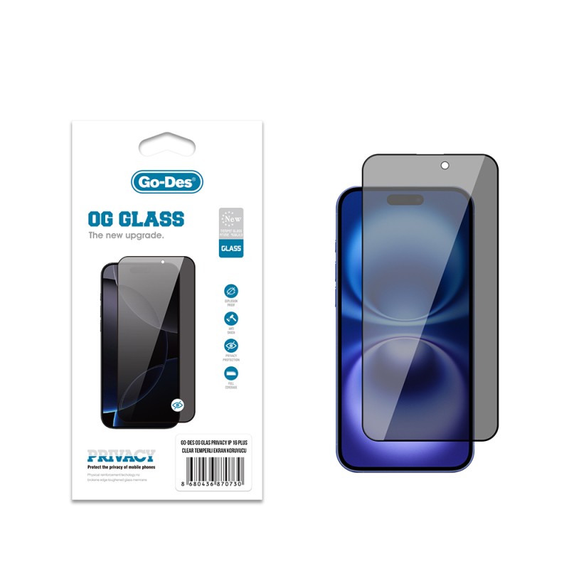 Apple iPhone 16 Plus Go Des OG Glass Privacy Antistatik Temperli Cam Ekran Koruyucu - 2