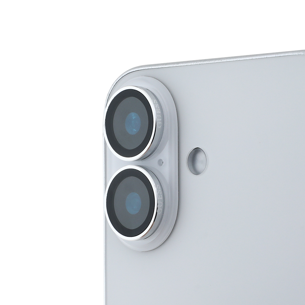 Apple iPhone 16 Plus Guess Orjinal Lisanslı Metal Kamera Lens Koruyucu - Gümüş