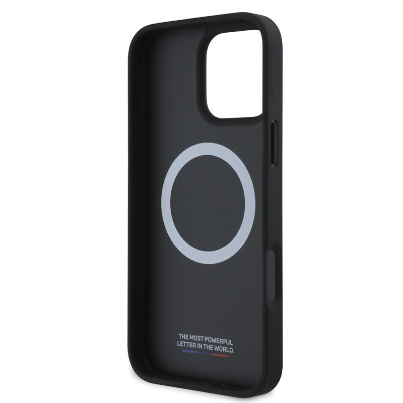 Apple iPhone 16 Plus Kılıf BMW Orjinal Lisanslı M-safe Şarj Özellikli M Logolu Üç Çizgili Dikiş Detaylı Meshed Tricolor Stripes Kapak - 3