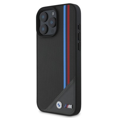 Apple iPhone 16 Plus Kılıf BMW Orjinal Lisanslı M-safe Şarj Özellikli M Logolu Üç Çizgili Dikiş Detaylı Meshed Tricolor Stripes Kapak - 4