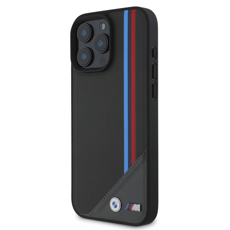Apple iPhone 16 Plus Kılıf BMW Orjinal Lisanslı M-safe Şarj Özellikli M Logolu Üç Çizgili Dikiş Detaylı Meshed Tricolor Stripes Kapak - 4