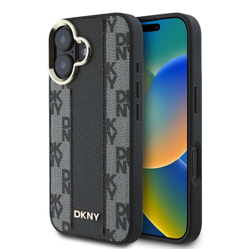 Apple iPhone 16 Plus Kılıf DKNY Orjinal Lisanslı M-safe Şarj Özellikli 3D Yazılı Checkered Pattern Kapak - 2