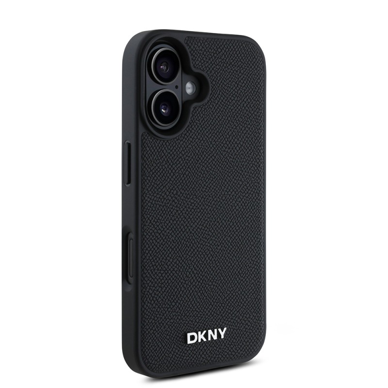 Apple iPhone 16 Plus Kılıf DKNY Orjinal Lisanslı M-safe Şarj Özellikli Metal Logolu PU Deri Grained Kapak - 5