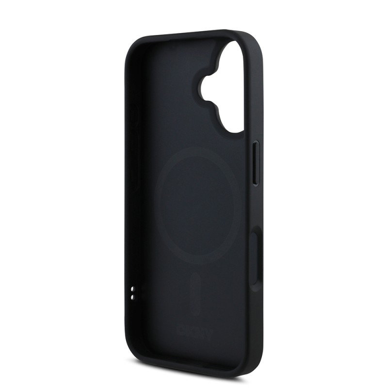 Apple iPhone 16 Plus Kılıf DKNY Orjinal Lisanslı M-safe Şarj Özellikli Metal Logolu PU Deri Grained Kapak - 8