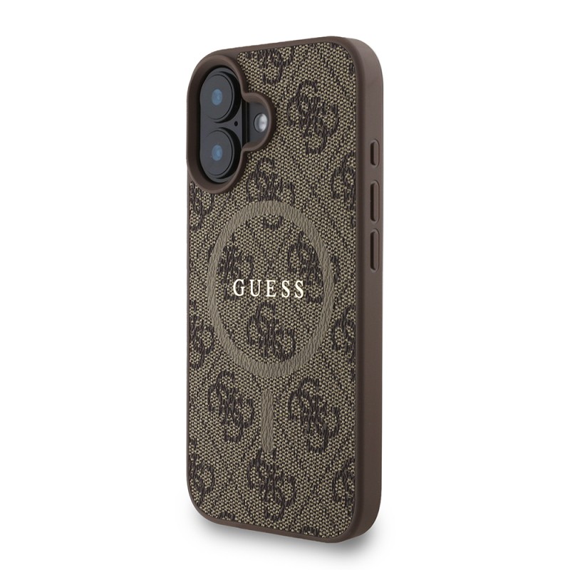 Apple iPhone 16 Plus Kılıf Guess Orjinal Lisanslı M-safe Şarj Özellikli PU Deri Bilek Askı İpli Yazı Logolu Kapak - 4