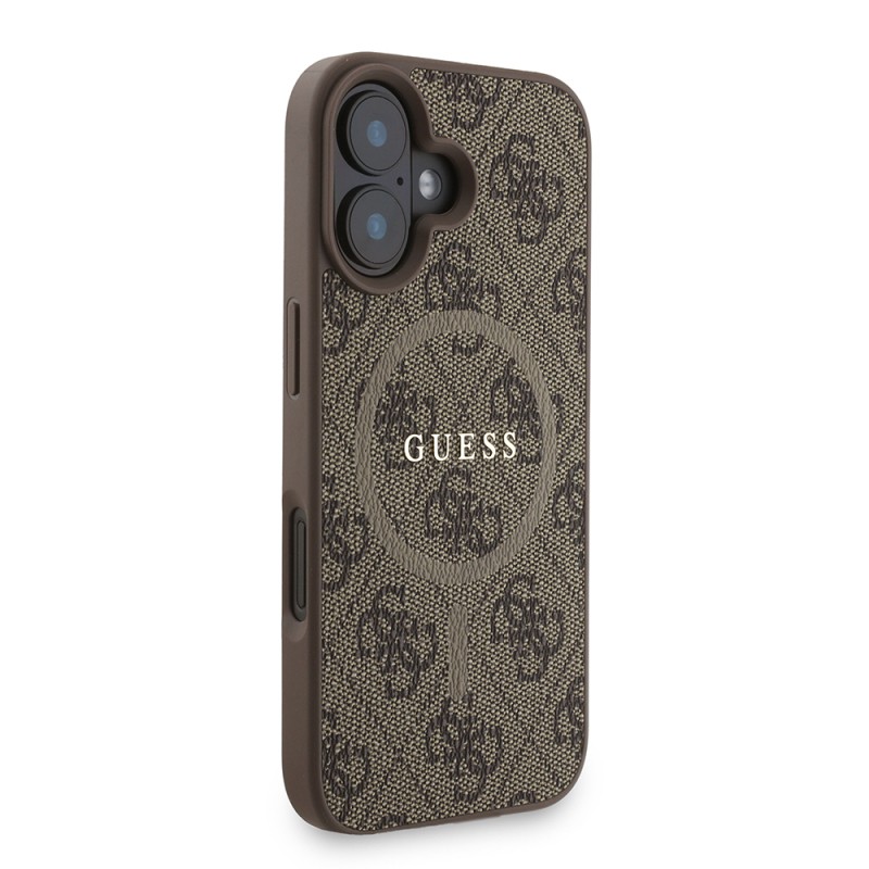 Apple iPhone 16 Plus Kılıf Guess Orjinal Lisanslı M-safe Şarj Özellikli PU Deri Bilek Askı İpli Yazı Logolu Kapak - 5