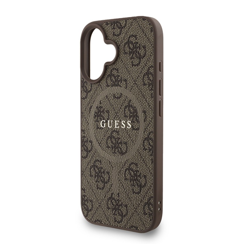 Apple iPhone 16 Plus Kılıf Guess Orjinal Lisanslı M-safe Şarj Özellikli PU Deri Bilek Askı İpli Yazı Logolu Kapak - 7