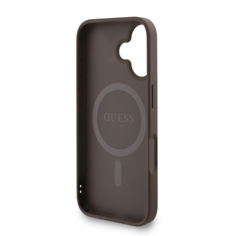 Apple iPhone 16 Plus Kılıf Guess Orjinal Lisanslı M-safe Şarj Özellikli PU Deri Bilek Askı İpli Yazı Logolu Kapak - 8