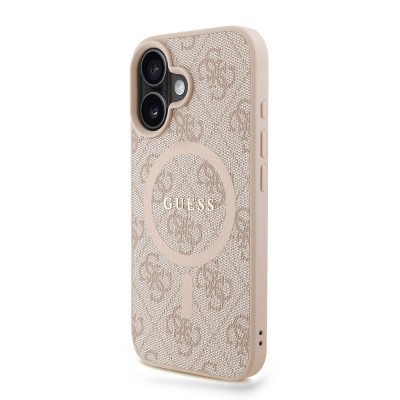 Apple iPhone 16 Plus Kılıf Guess Orjinal Lisanslı M-safe Şarj Özellikli PU Deri Bilek Askı İpli Yazı Logolu Kapak - 12