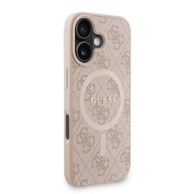 Apple iPhone 16 Plus Kılıf Guess Orjinal Lisanslı M-safe Şarj Özellikli PU Deri Bilek Askı İpli Yazı Logolu Kapak - 13