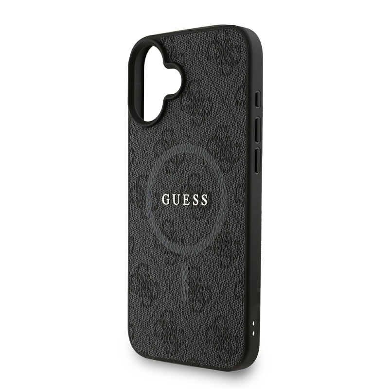 Apple iPhone 16 Plus Kılıf Guess Orjinal Lisanslı M-safe Şarj Özellikli PU Deri Bilek Askı İpli Yazı Logolu Kapak - 23
