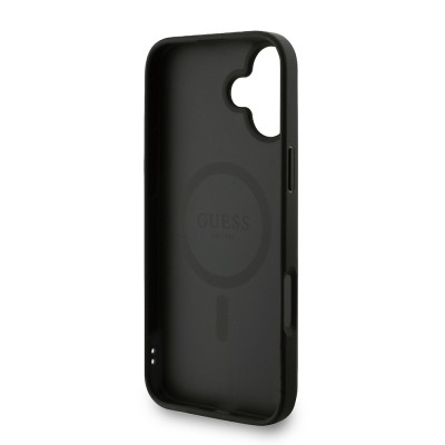 Apple iPhone 16 Plus Kılıf Guess Orjinal Lisanslı M-safe Şarj Özellikli PU Deri Bilek Askı İpli Yazı Logolu Kapak - 24