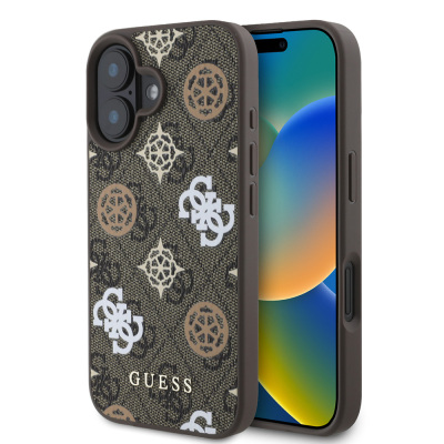 Apple iPhone 16 Plus Kılıf Guess Orjinal Lisanslı M-safe Şarj Özellikli 4G Desenli Yazı Logolu Peony Kapak - Guess
