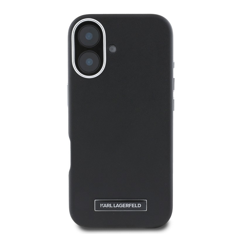 Apple iPhone 16 Plus Kılıf Karl Lagerfeld Orjinal Lisanslı M-safe Şarj Özellikli Metal Kamera ve Buton Tasarımlı Plaka Logolu PU Deri Kapak - 4