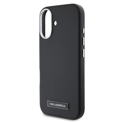 Apple iPhone 16 Plus Kılıf Karl Lagerfeld Orjinal Lisanslı M-safe Şarj Özellikli Metal Kamera ve Buton Tasarımlı Plaka Logolu PU Deri Kapak - 7