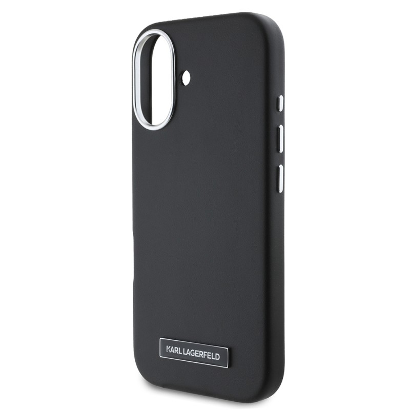 Apple iPhone 16 Plus Kılıf Karl Lagerfeld Orjinal Lisanslı M-safe Şarj Özellikli Metal Kamera ve Buton Tasarımlı Plaka Logolu PU Deri Kapak - 7